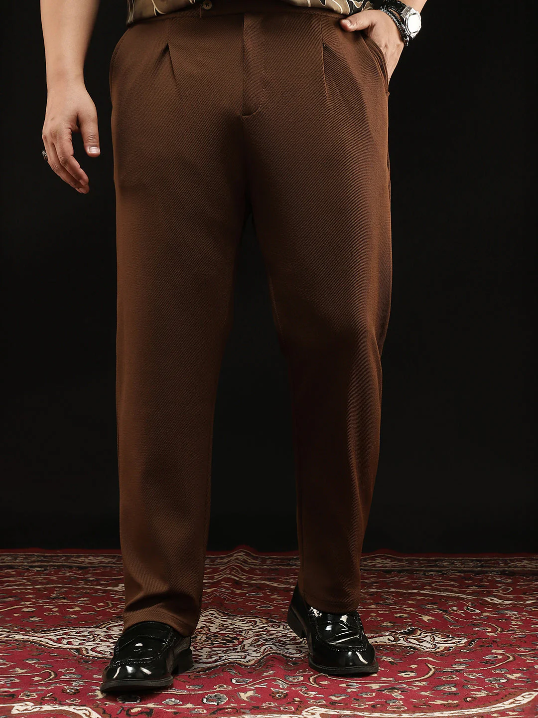 Extended-Waistband Pleated Trousers - Image 2