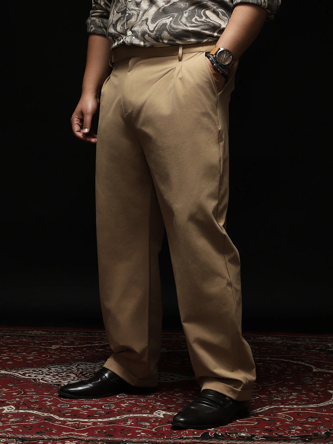 Extended-Waistband Pleated Trousers - Image 3
