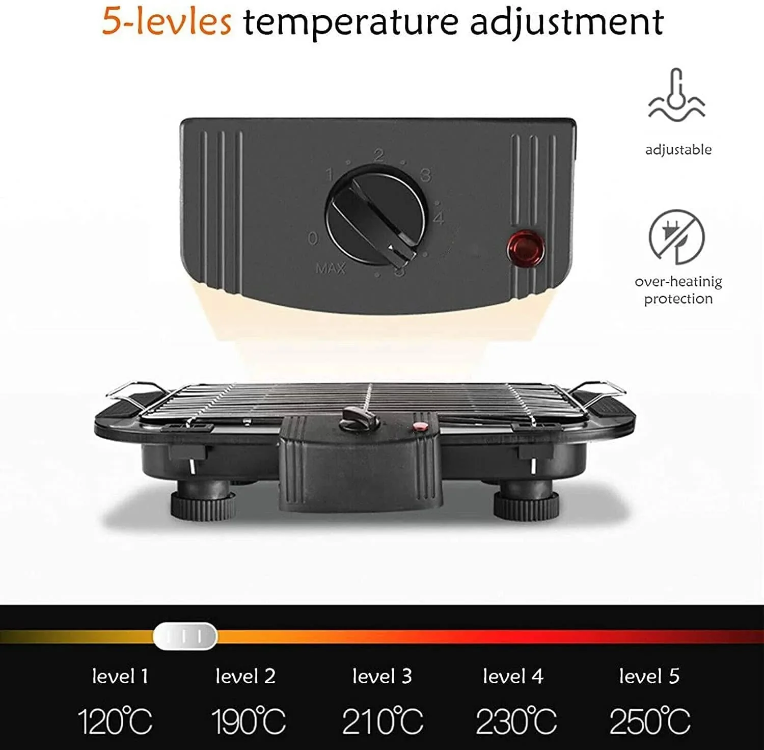EzBBQ: 2000W Electric Barbecue Grill with Adjustable Temperature, Smokeless Design & Removable Drip Tray for Indoor & Outdoor Cooking - Image 9