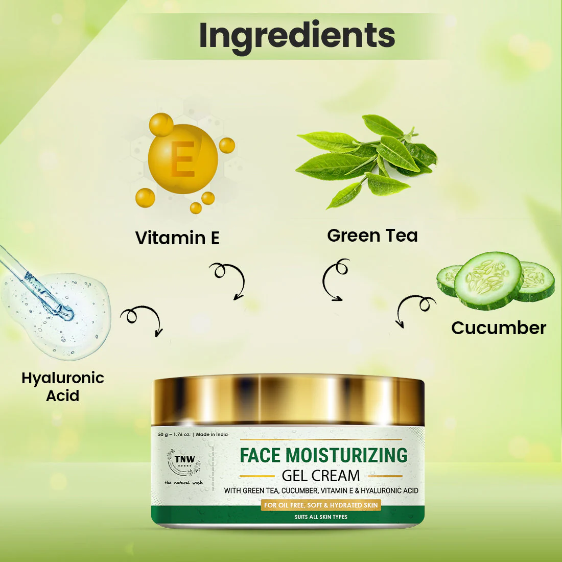 Face Moisturizing Gel Cream (Non-Sticky & Non-Greasy Formula Suitable for All Skin Types). - Image 2