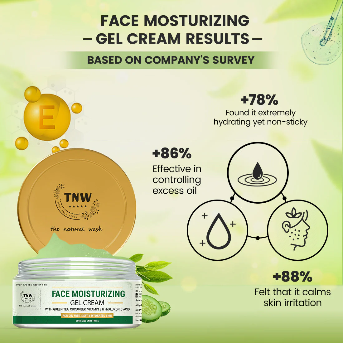 Face Moisturizing Gel Cream (Non-Sticky & Non-Greasy Formula Suitable for All Skin Types). - Image 5