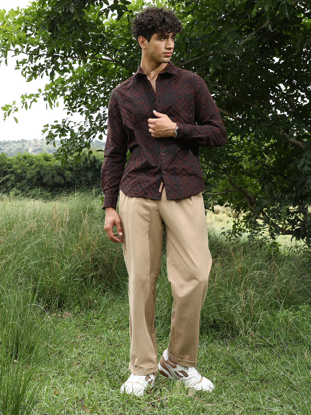 Faded-Cubic Jacquard Shirt - Image 5