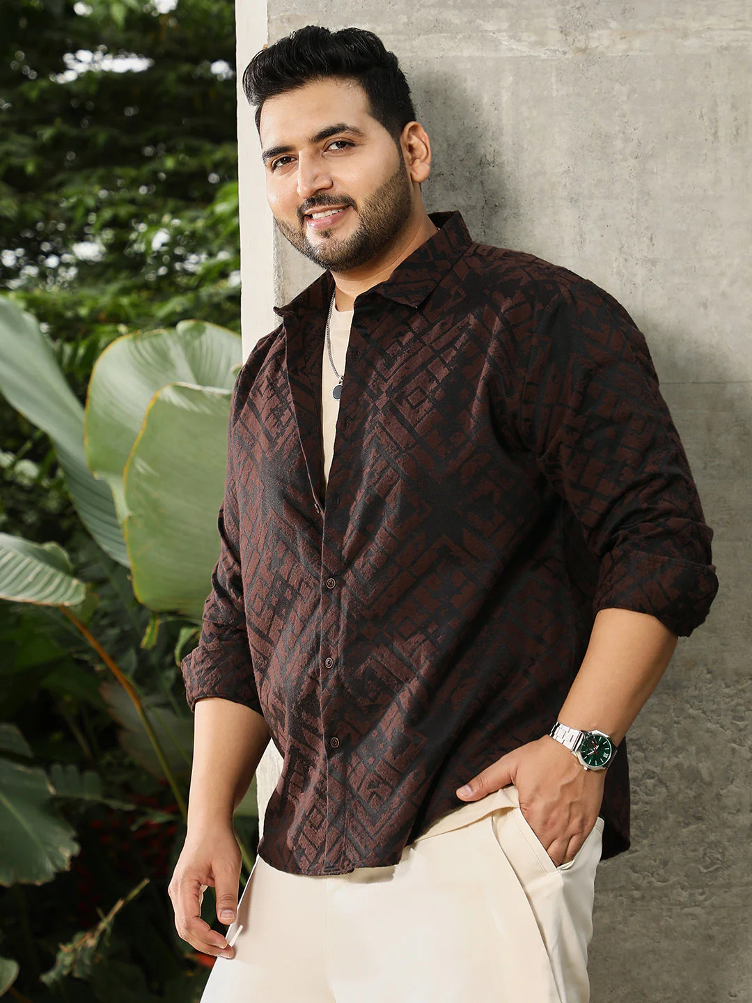 Faded-Cubic Jacquard Shirt - Image 3