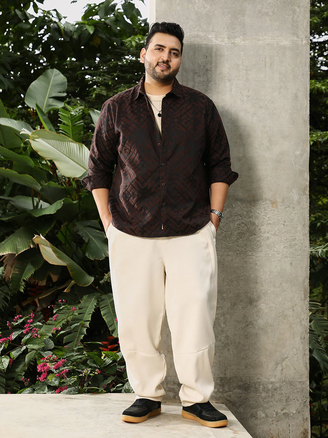 Faded-Cubic Jacquard Shirt - Image 5