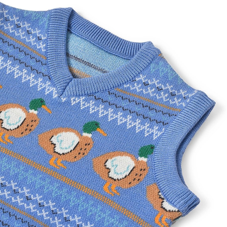Farm Friends Blue Knitted Baby Boy Sweater - Image 5