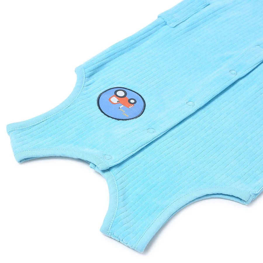 Farm Friends Drop Needle Cotton Blue Baby Dungaree - Image 5