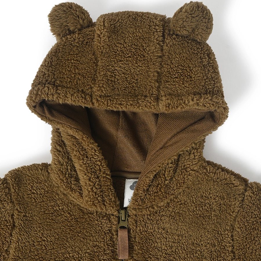 Farm Friends Flurry Knitted Brown Baby Winter Jacket Girl - Image 6