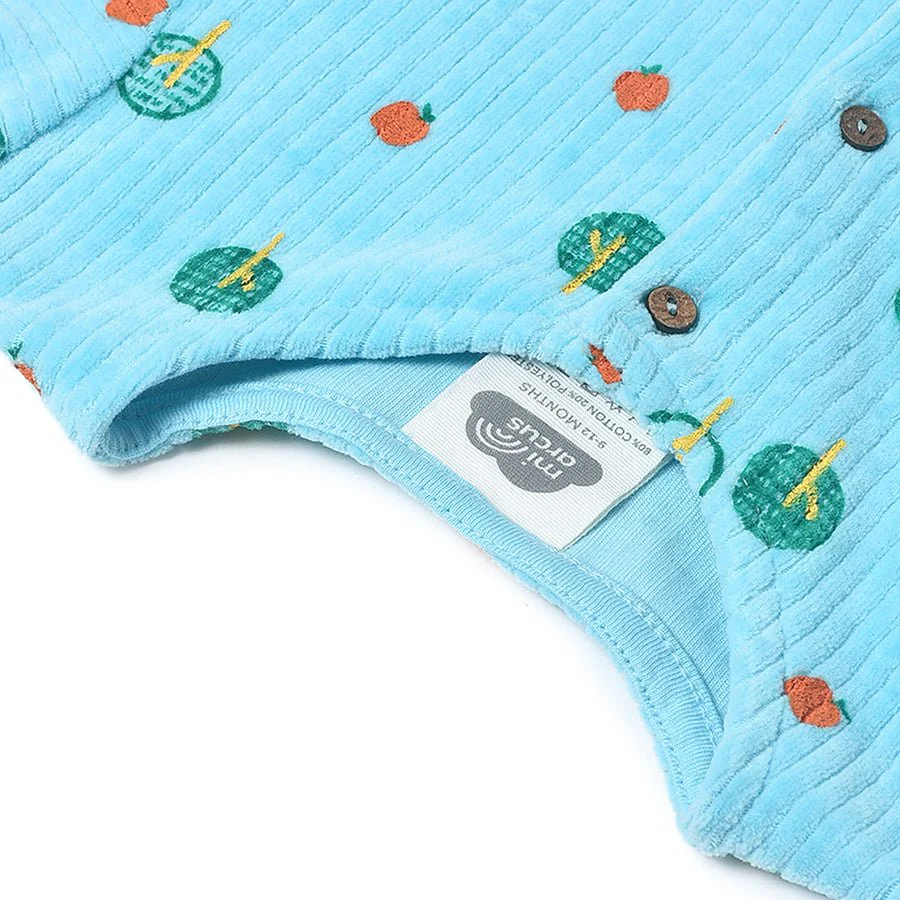 Farm Friends Front Open Printed Blue Baby Girl Dress - Image 7