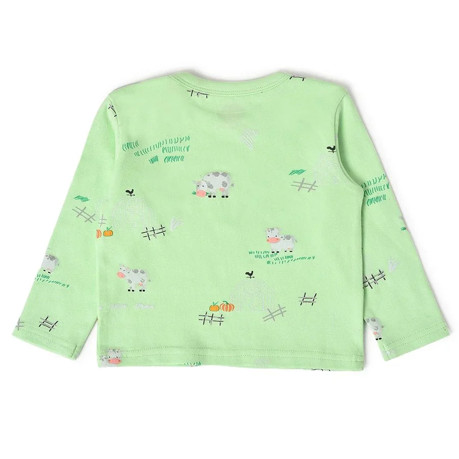 Farm Friends Green T-Shirt With Black Baby Dungaree Set - Image 5