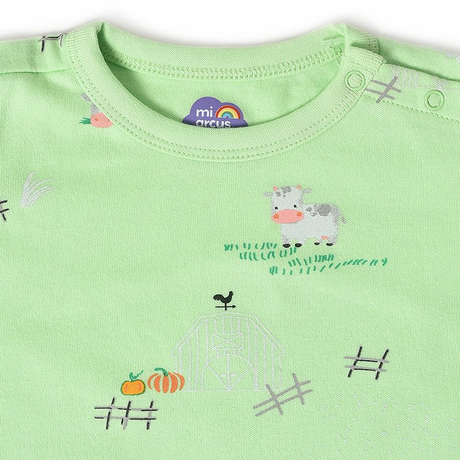 Farm Friends Green T-Shirt With Black Baby Dungaree Set - Image 6