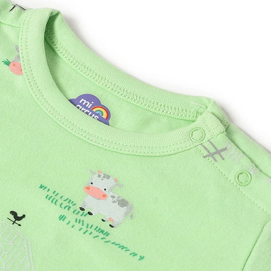 Farm Friends Green T-Shirt With Black Baby Dungaree Set - Image 7