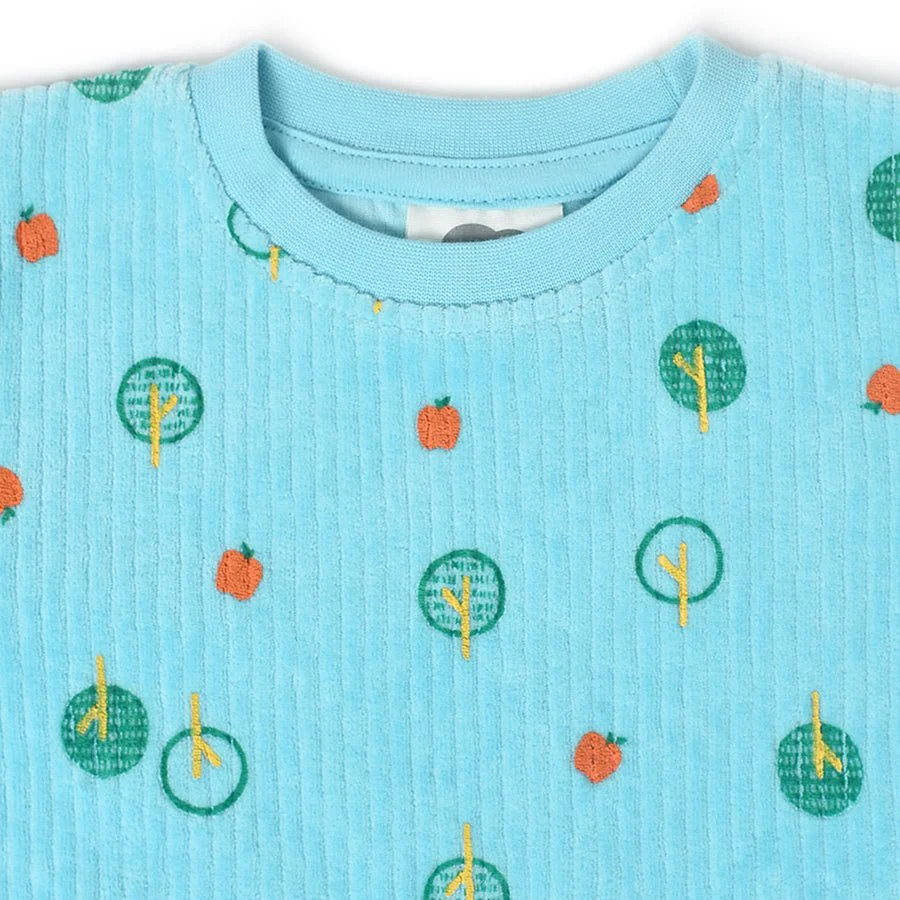 Farm Friends Printed Blue Baby Sweatshirt & Pyjama Set - Image 6