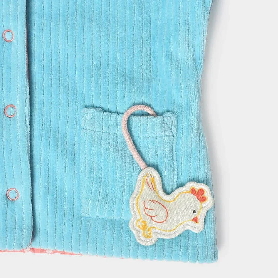 Farm Friends Quitter Reversible Jacket For Girls Winter With Hood Skyblue - Image 9
