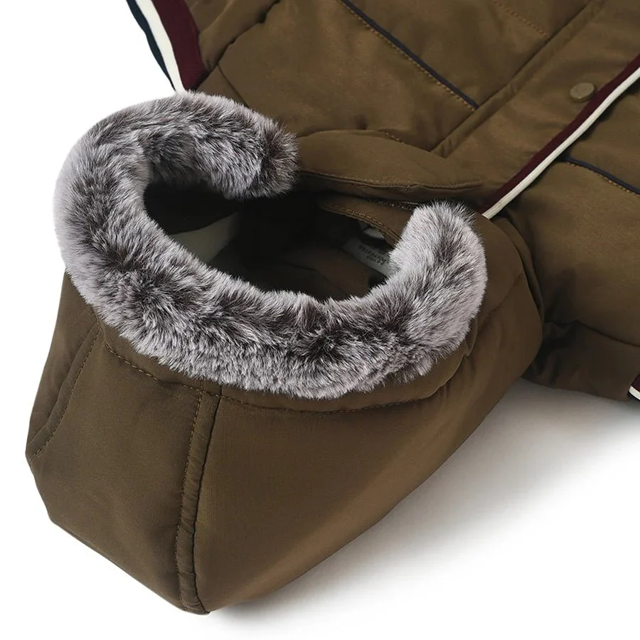 Farm Friends Solid Brown Jacket For Kids Boy With Hood - Image 7