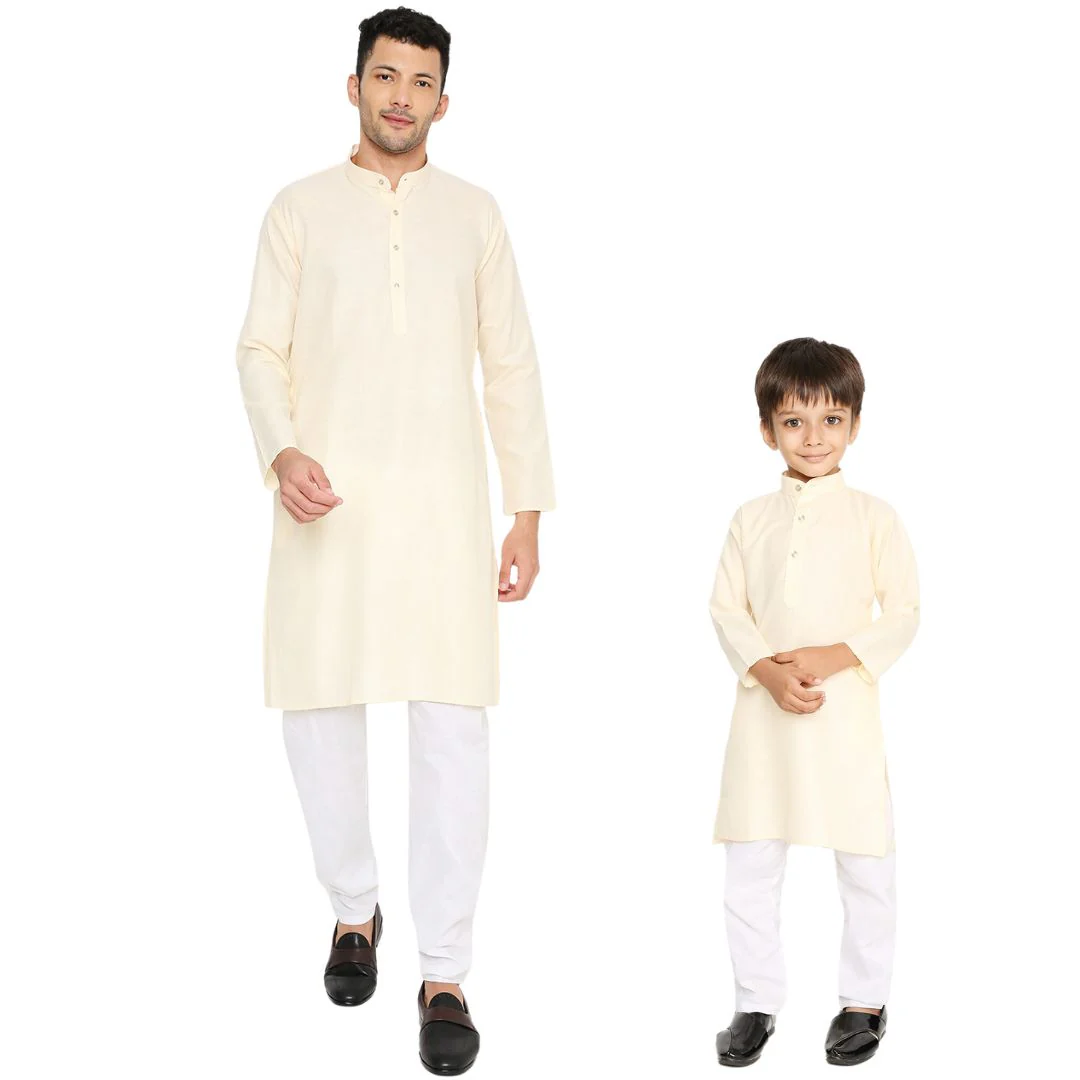 Father & Son Magic Cotton Kurta in Off-White - Image 107