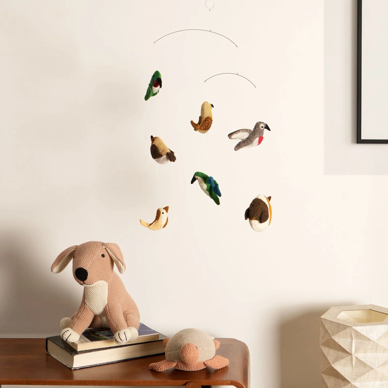 Felt Ornaments Hanging Mobile (Birds) - Kids Hanging Wall Decor, Ornaments, Hanging Mobiles Made From Wool - Image 2