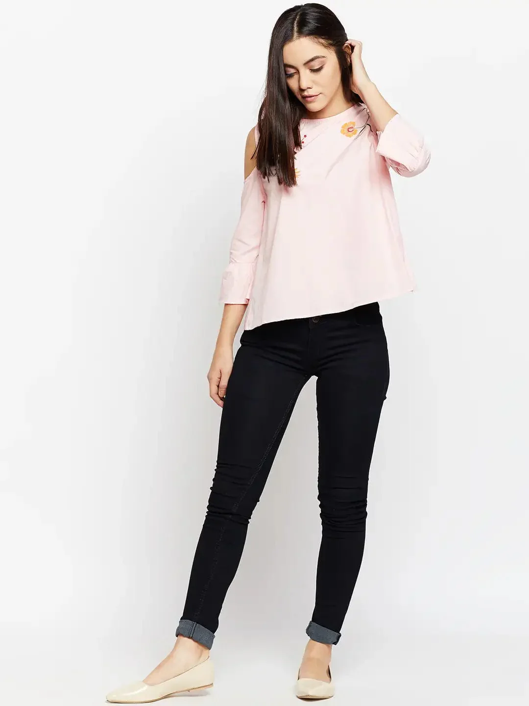 Feminine Pick Embroidered Top - Image 2
