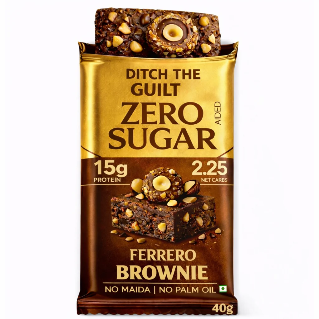 Ferrero Protein Brownie • 15g Protein • Sugar Free High Protein Brownies • 40g