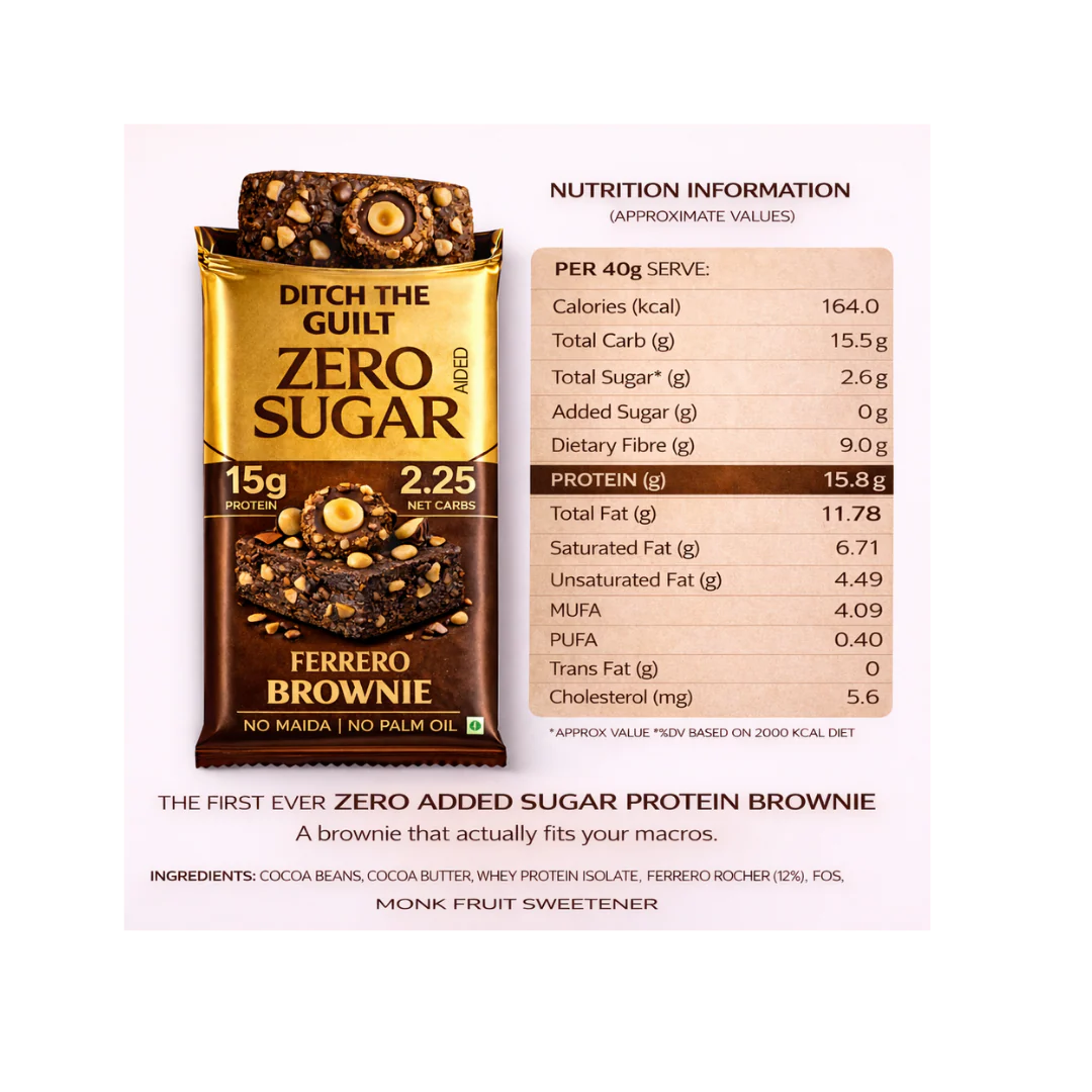 Ferrero Protein Brownie • 15g Protein • Sugar Free High Protein Brownies • 40g - Image 3