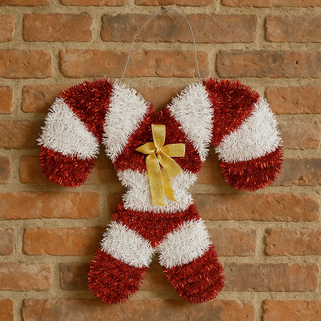Festive Candy Cane Hanging Ornament – Red, White & Gold - Image 3