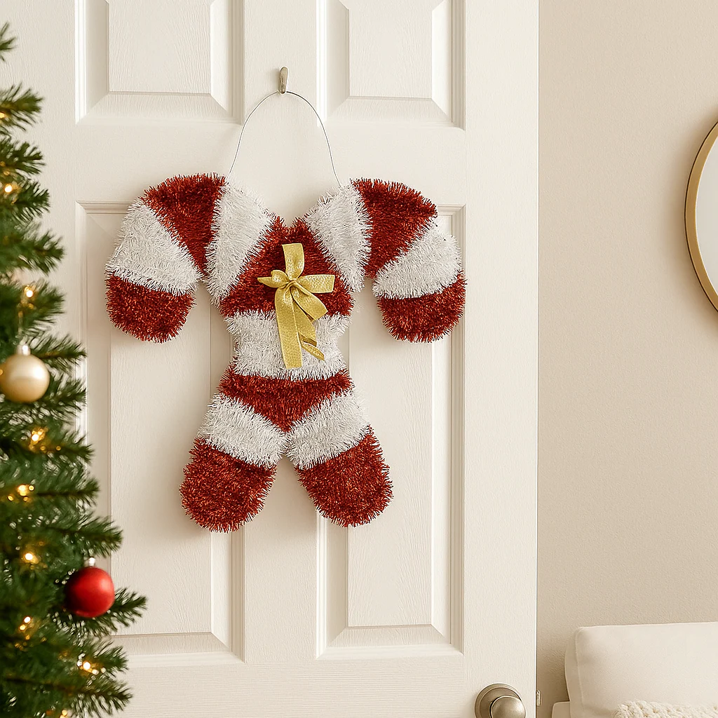 Festive Candy Cane Hanging Ornament – Red, White & Gold - Image 4