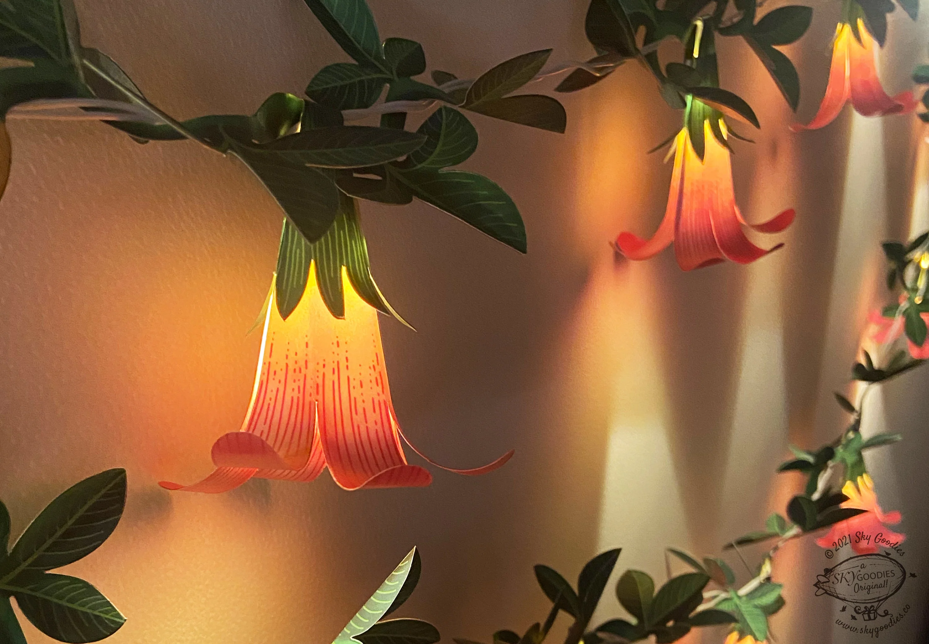 Festive Combo Saver Pack of 5 Pink Paper Flower Fairy Lights - Image 14