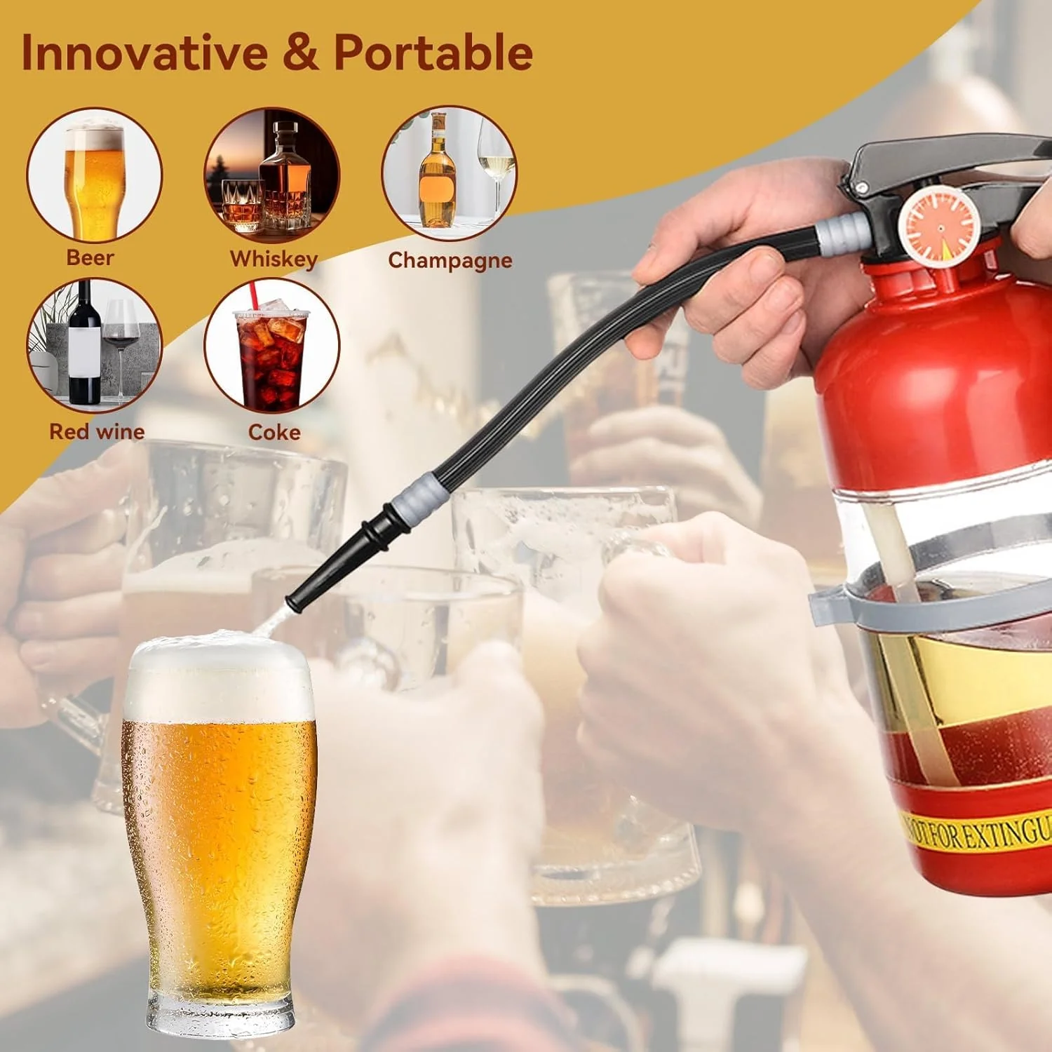 Fire Extinguisher Shaped Beer Dispenser Cocktail Shaker Portable Beverage Dispenser 1 pc - Image 7