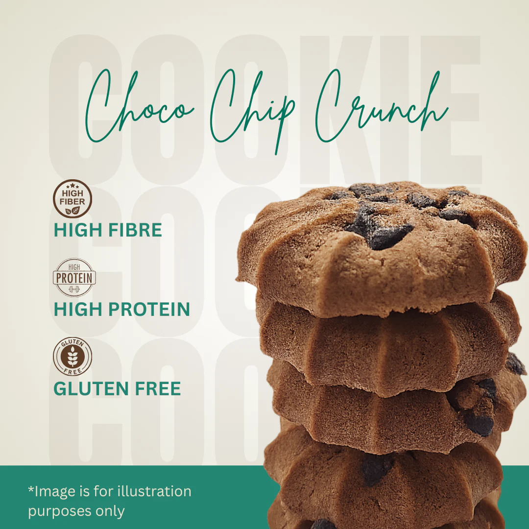 FitFibre Choco Chip Crunch Cookies | Gluten Free | No Maida | High Protein Snack - 130gm - Image 3