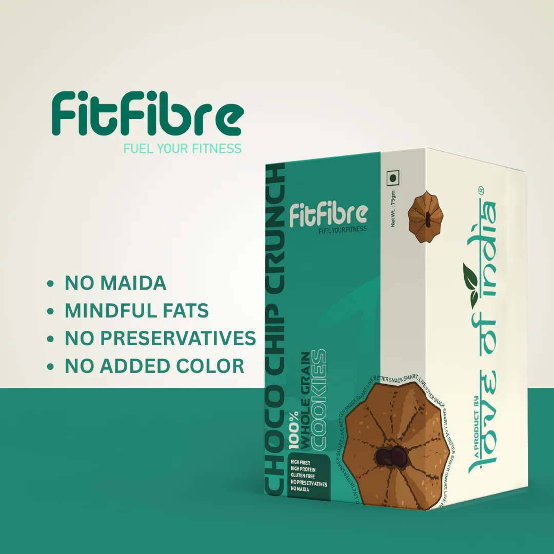 FitFibre Choco Chip Crunch Cookies | Gluten Free | No Maida | High Protein Snack - 75gm - Image 6