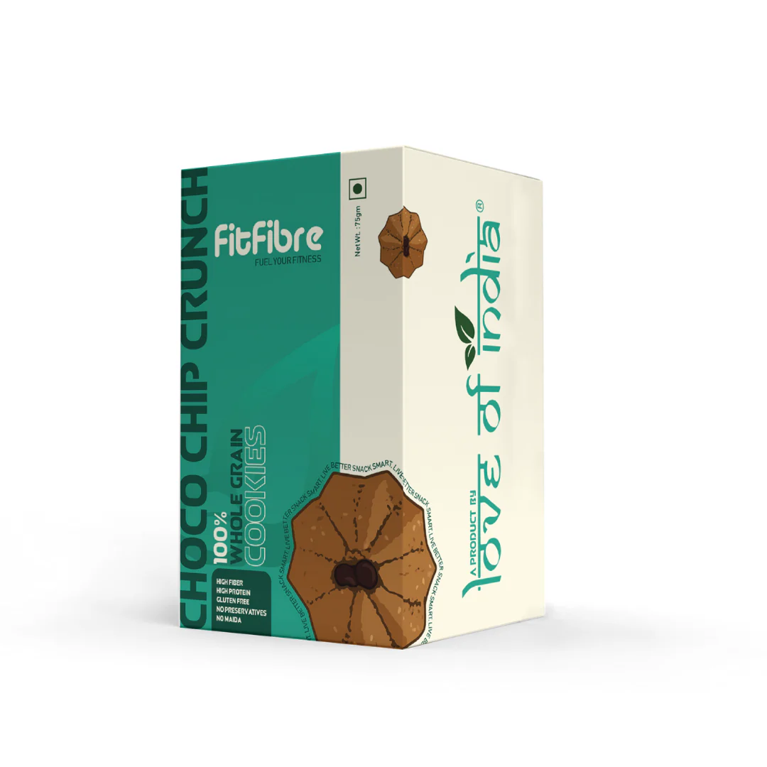 FitFibre Choco Chip Crunch Cookies | Gluten Free | No Maida | High Protein Snack - 75gm - Image 8