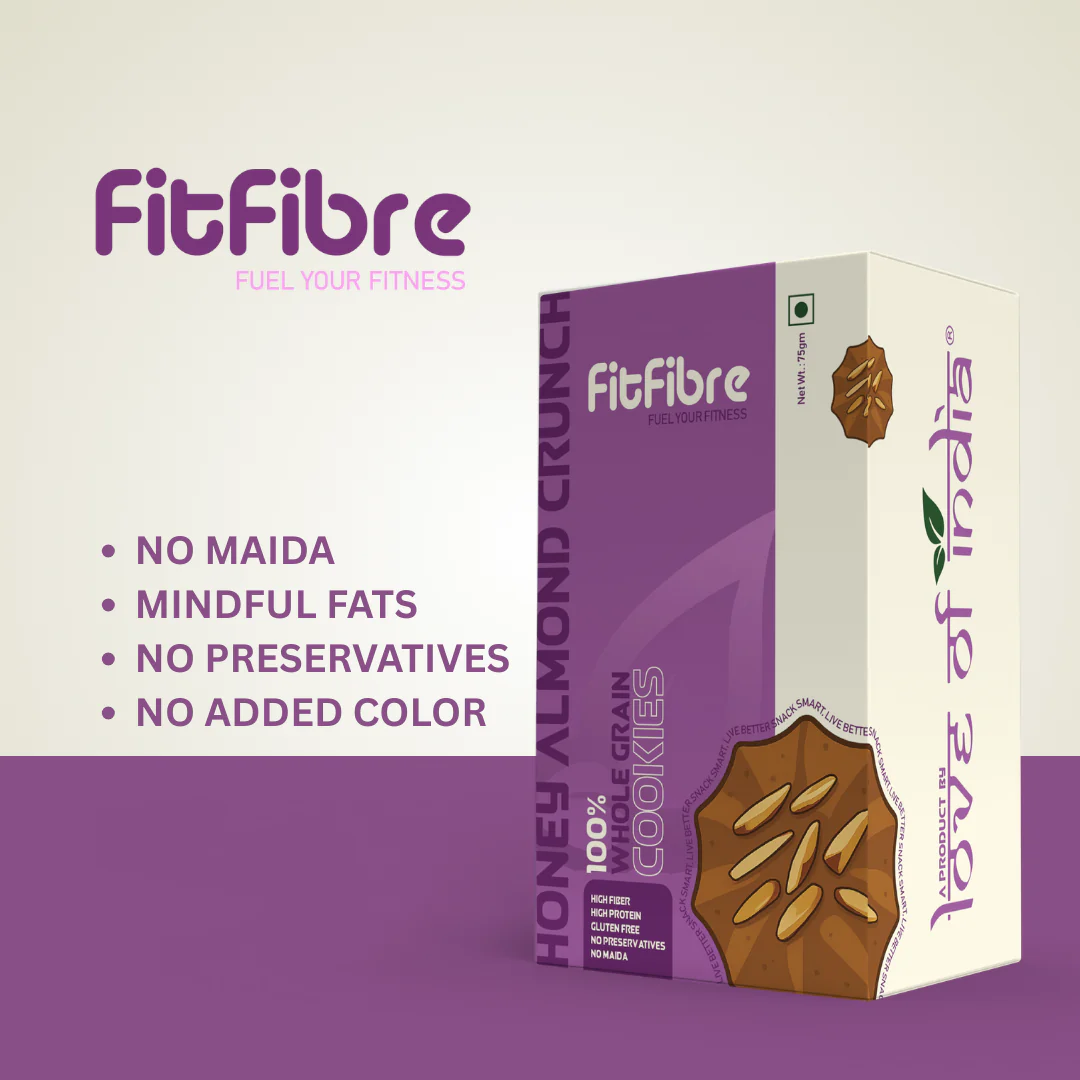 FitFibre Honey Almond Crunch Cookies | Gluten Free | No Maida | High Protein - 75gm - Image 6
