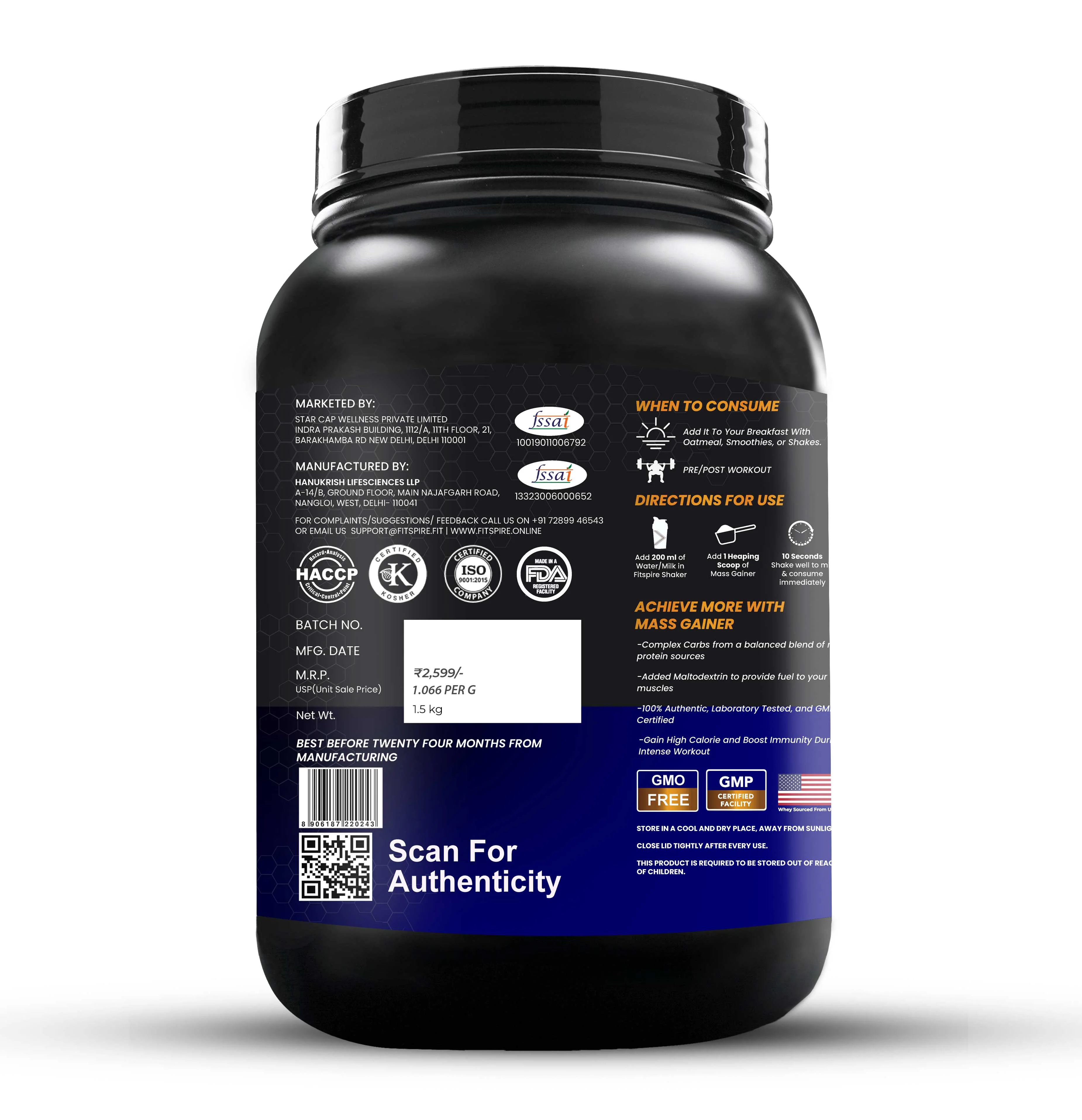 Fitspire Mass Gainer Pack Of 2 With Shaker - Image 3