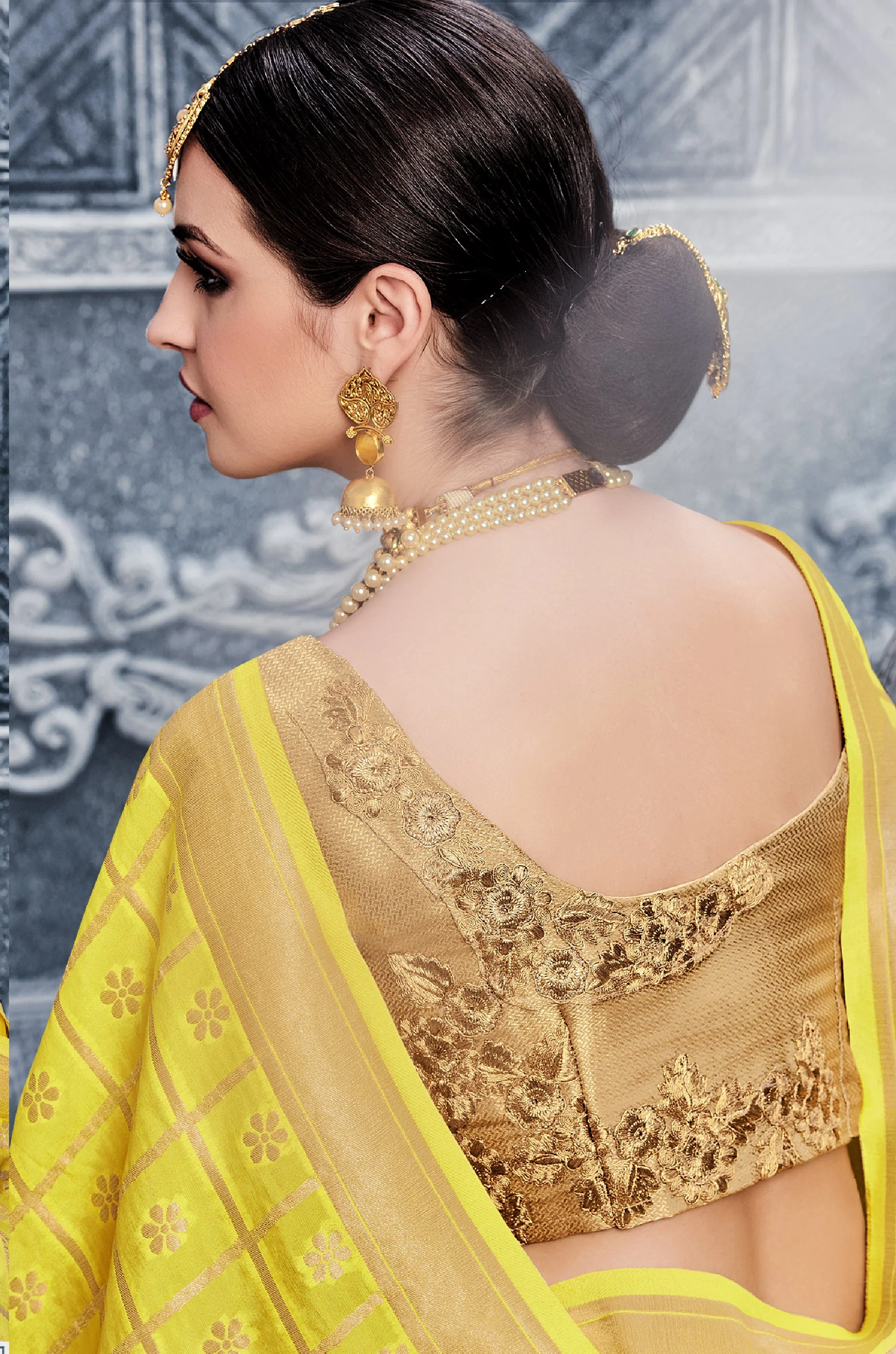 Flame Yellow Banarasi Lehenga With Designer Blouse And Dupatta - Image 5