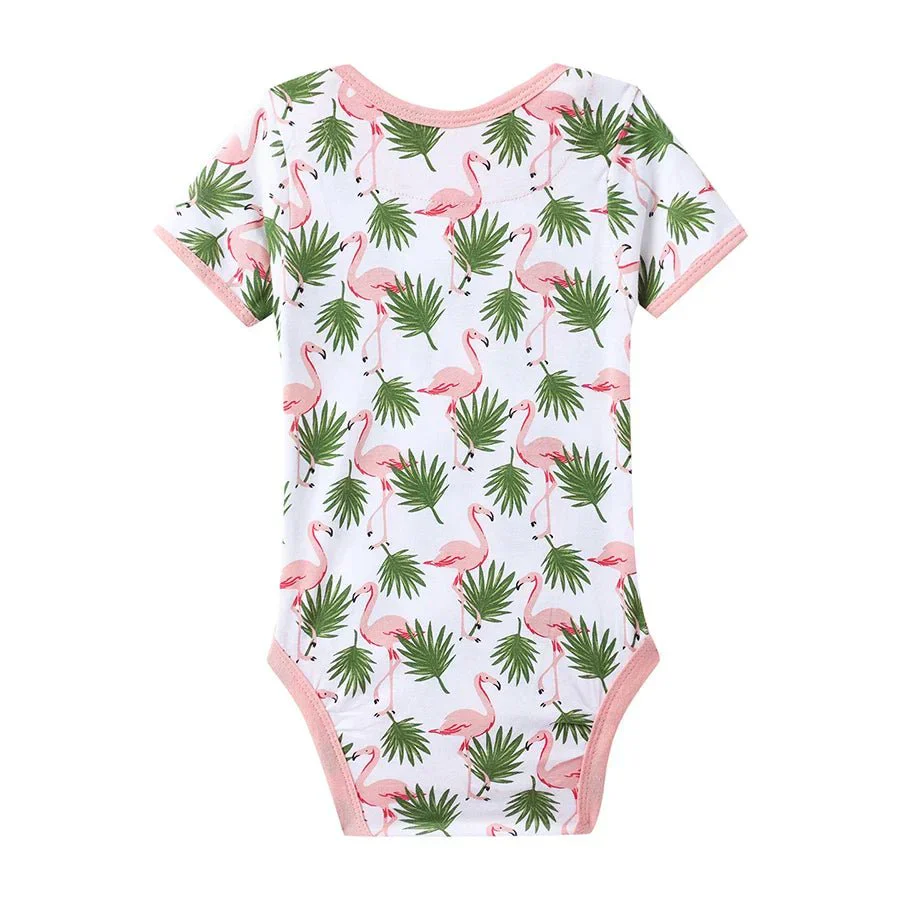 Flamingo Print Baby Girl Romper (Pack Of 3) - Image 8