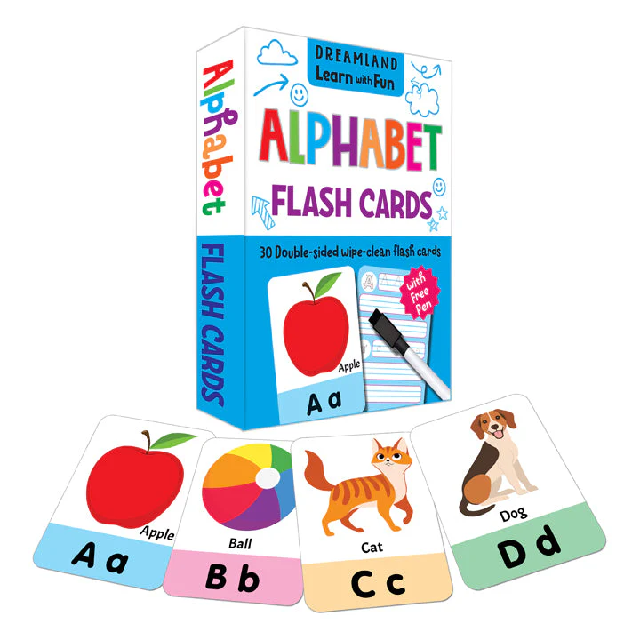 Flash Cards Alphabet - 30 Double Sided Wipe Clean Flash Cards for Kids (With Free Pen) - Image 2