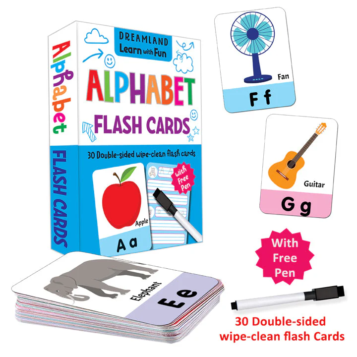 Flash Cards Alphabet - 30 Double Sided Wipe Clean Flash Cards for Kids (With Free Pen) - Image 3
