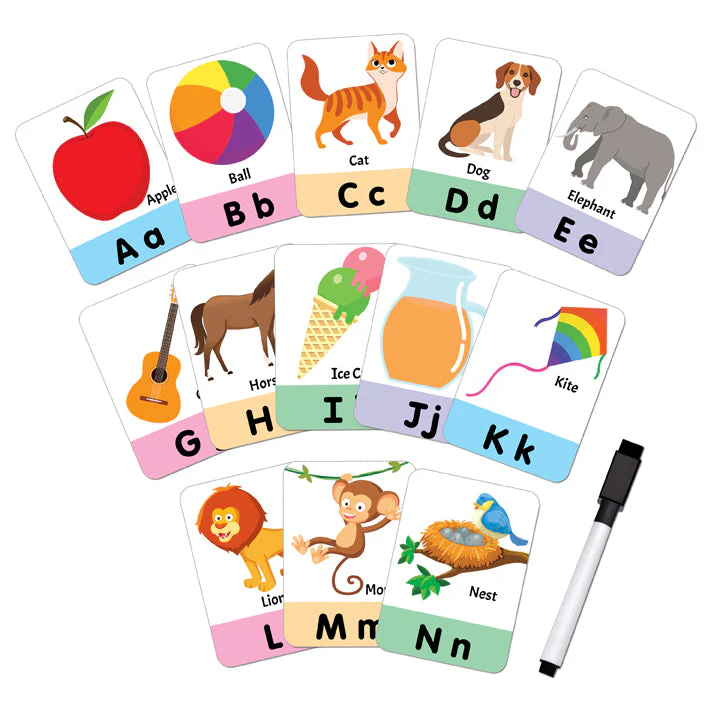 Flash Cards Alphabet - 30 Double Sided Wipe Clean Flash Cards for Kids (With Free Pen) - Image 5
