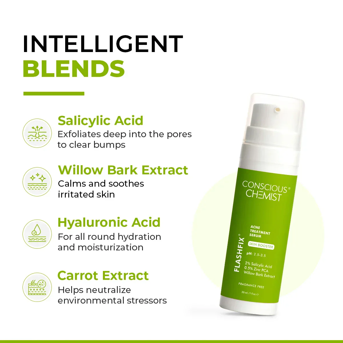 FlashFix Acne Treatment Serum | 2% Salicylic Acid & Willow Bark | 30 ml | CK - Image 3