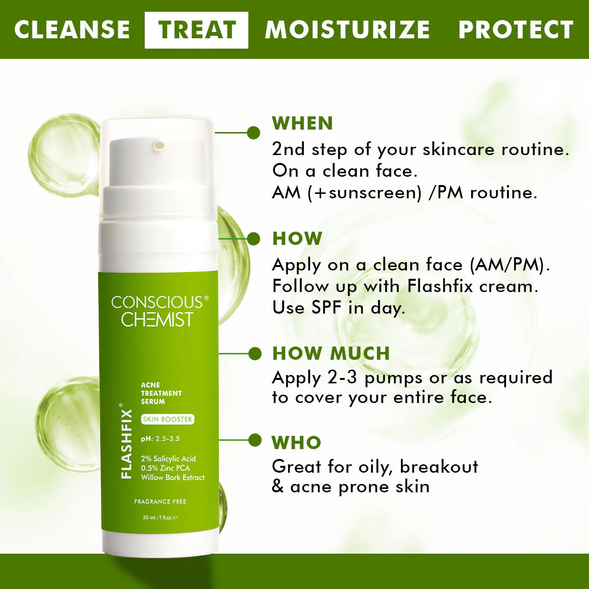 FlashFix Acne Treatment Serum | 2% Salicylic Acid & Willow Bark | 30 ml | CK - Image 4