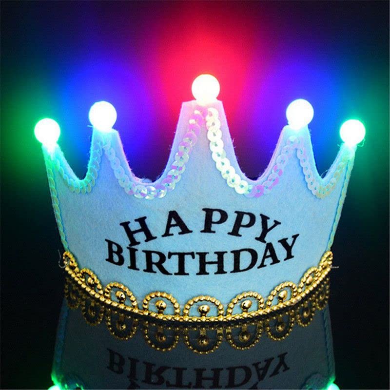 Flashing Happy Birthday Led Light Up Crown(Blue)  (Pack of 1) - Image 3