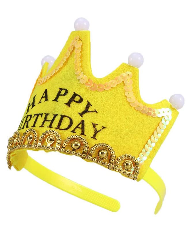 Flashing Happy Birthday Led Light Up Crown(Yellow)  (Pack of 1) - Image 3