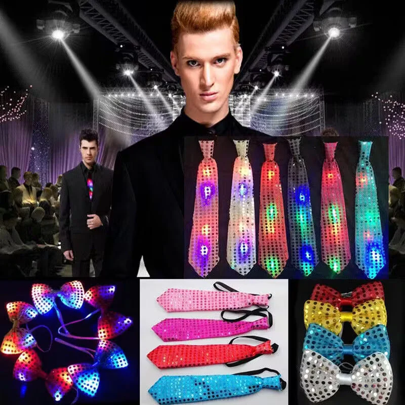 Flashing LED Party Tie Led Glowing Sequin Tie for Nightclubs, Weddings 1PC - Image 5