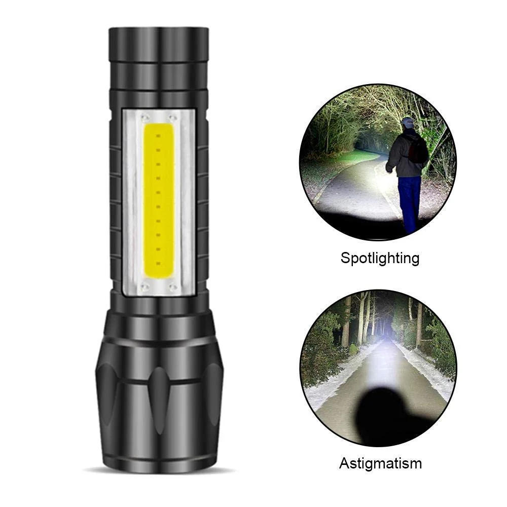 Flashy: 2-in-1 Rechargeable LED Flashlight with Adjustable Zoom & COB Side Light, Mini Pocket Torch with 3 Modes for Camping, Hiking & Emergency Use - Image 8