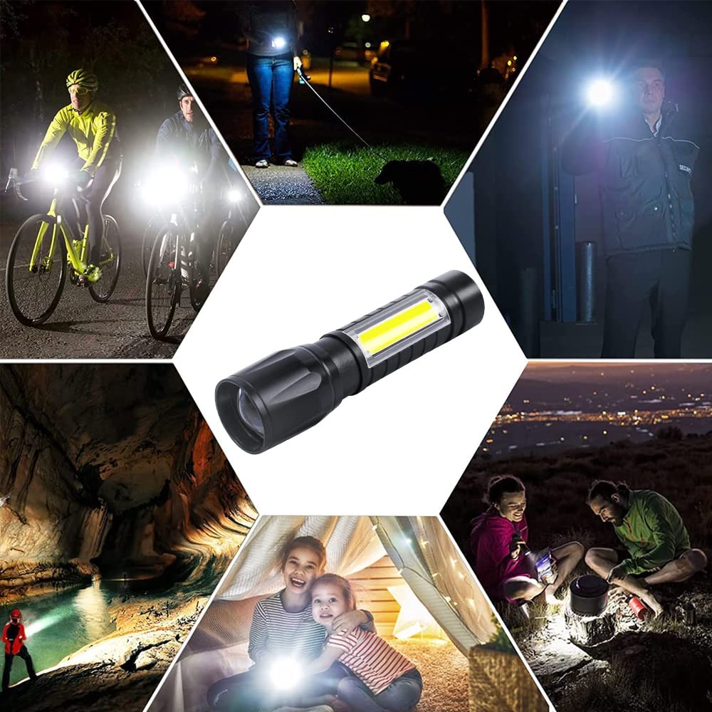 Flashy: 2-in-1 Rechargeable LED Flashlight with Adjustable Zoom & COB Side Light, Mini Pocket Torch with 3 Modes for Camping, Hiking & Emergency Use - Image 9