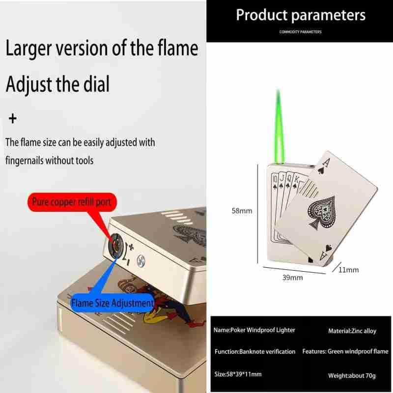 Flicky: Windproof Refillable Jet Flame Lighter with Adjustable Flame, Metal Body & Keychain for Travel & Camping - Image 5