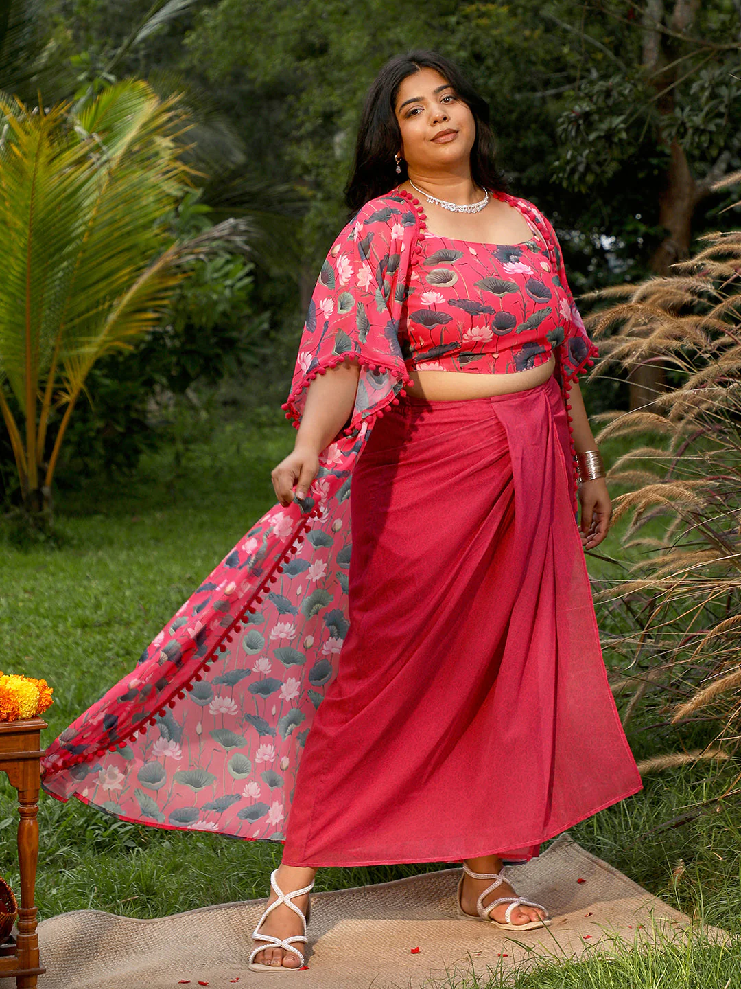 Flora-Imprint Draped Co-Ord Set - Image 2