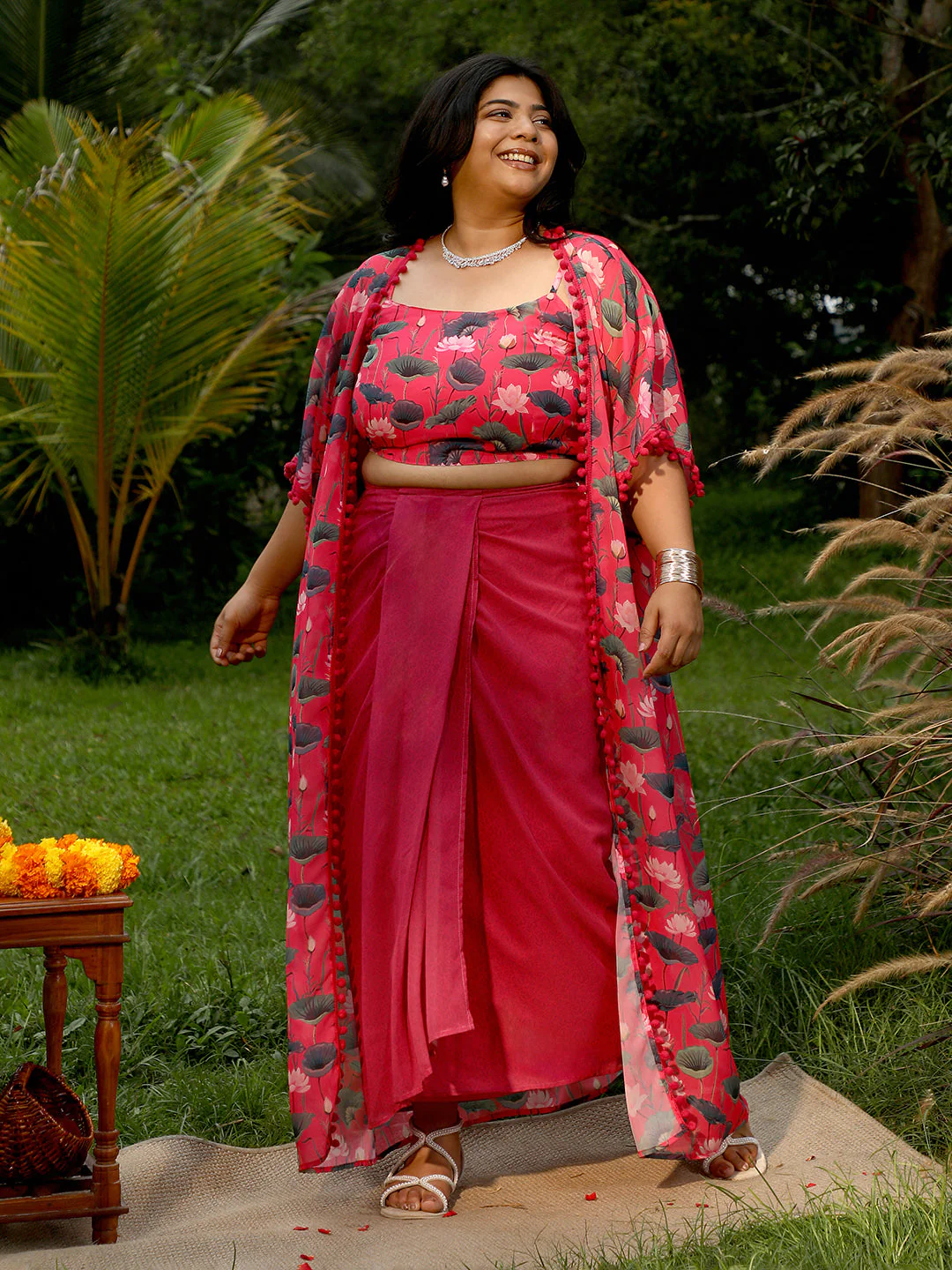 Flora-Imprint Draped Co-Ord Set - Image 6