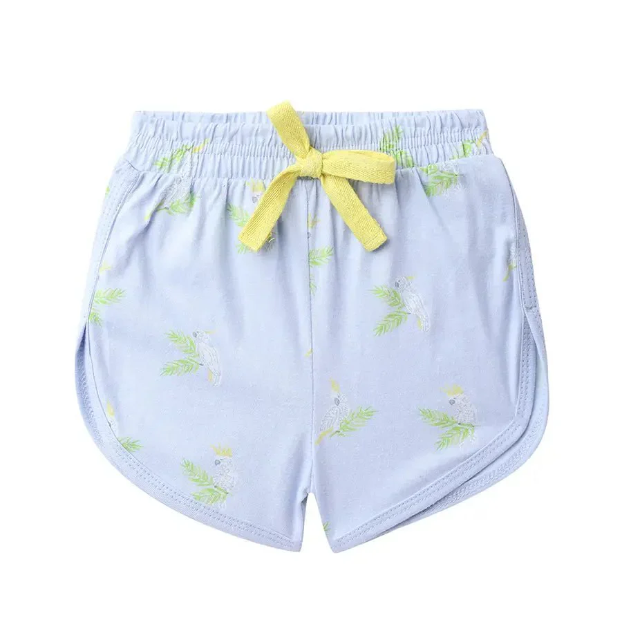 Floral Bird Print Baby Girl Shorts (Pack Of 3) - Image 2