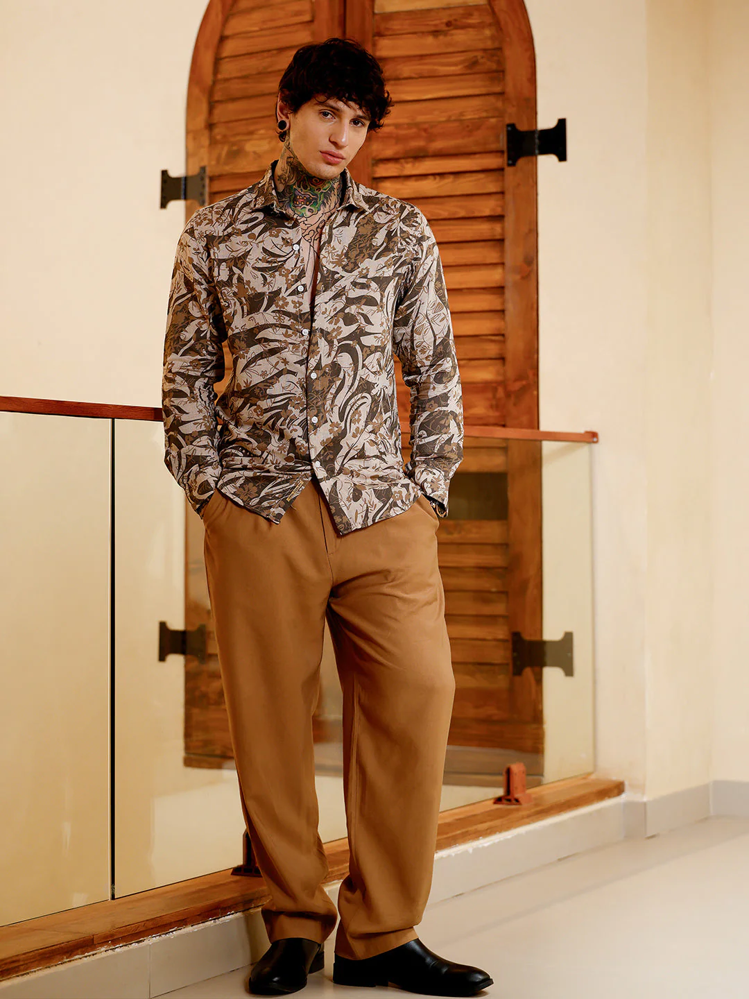 Floral-Block Imprint Shirt - Image 5