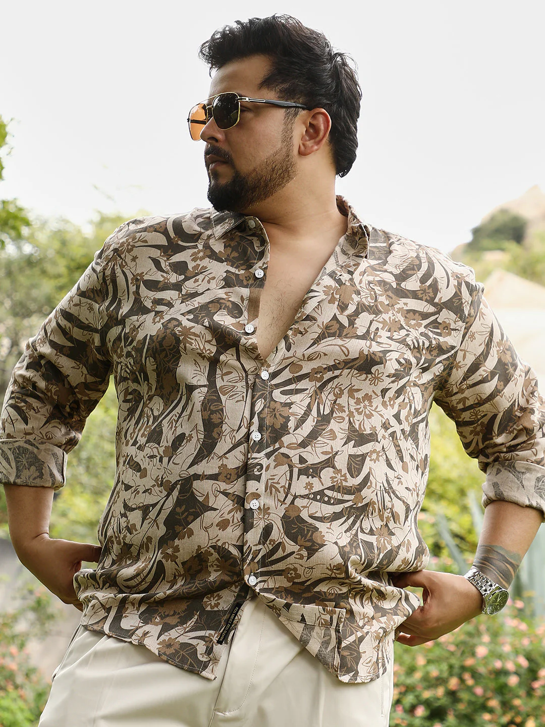 Floral-Block Imprint Shirt - Image 12